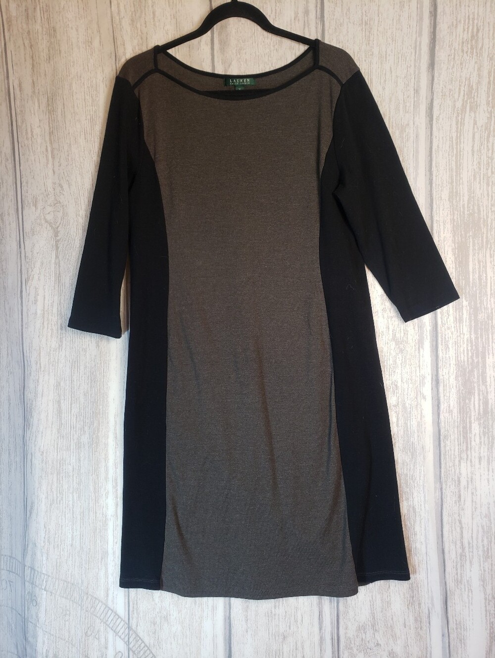 Lauren Ralph Lauren gray and black color-blocked Ponte knit dress XL
